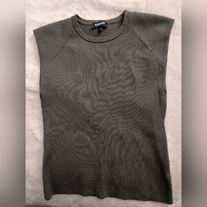 Ribbed Sleeveless Olive Green Top